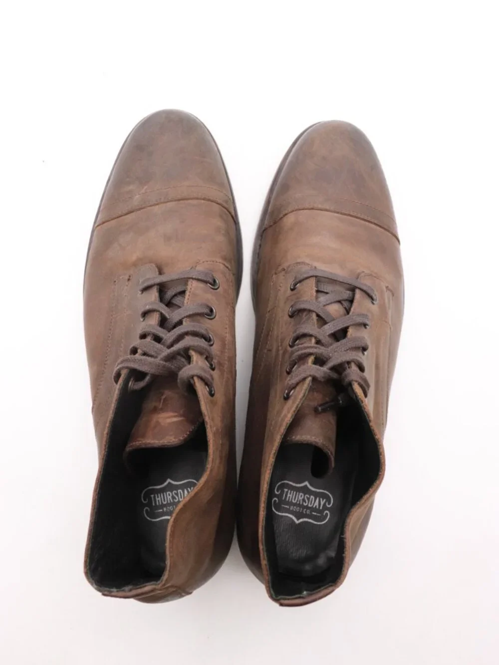 Thursday Captain Boots Men's Size 10 Brown Leather Lace Up Dress Shoes